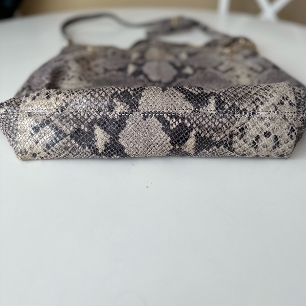 Michael Kors Brown Leather Python Snakeskin Hobo … - image 2